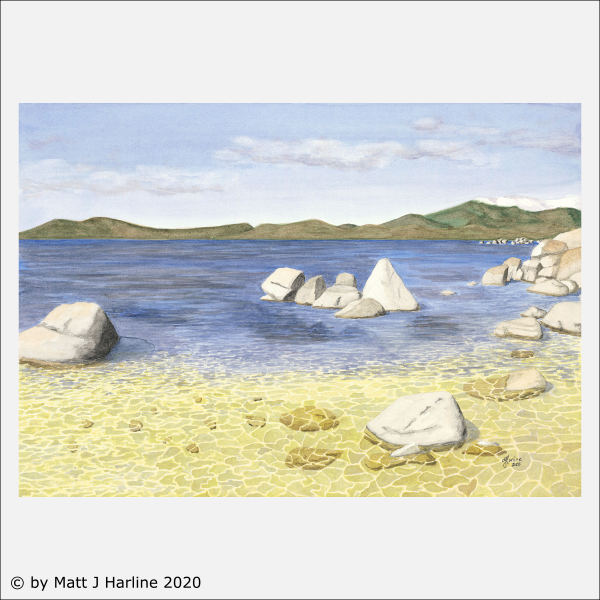 Watercolor of Lake Tahoe Sand Harbor